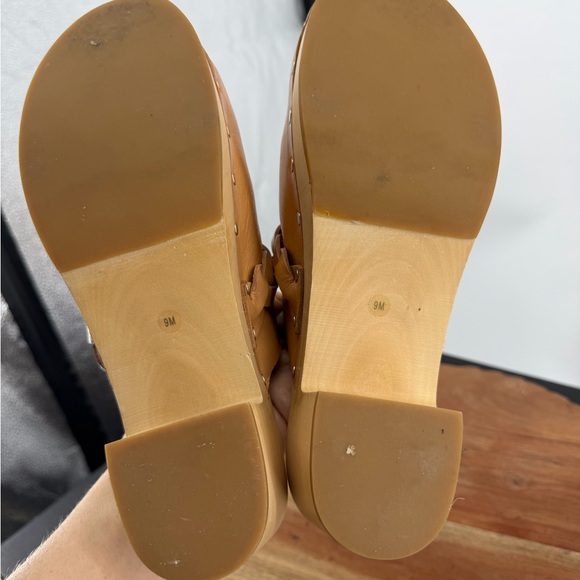 LOEFFLER RANDALL Lupa Wooden Mid Heel Italian Leather Clog Size 9 - Picture 6 of 9